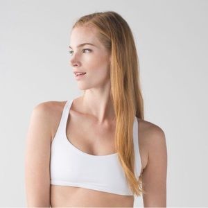 Lululemon Free to Be Bra Off White/Light Grey Sports Workout Bra Sz 6